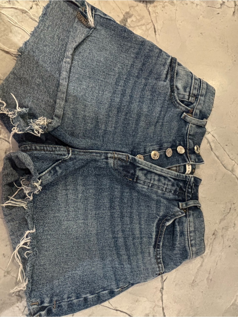 PacSun Women's Blue High-Rise Button-Fly Denim Shorts